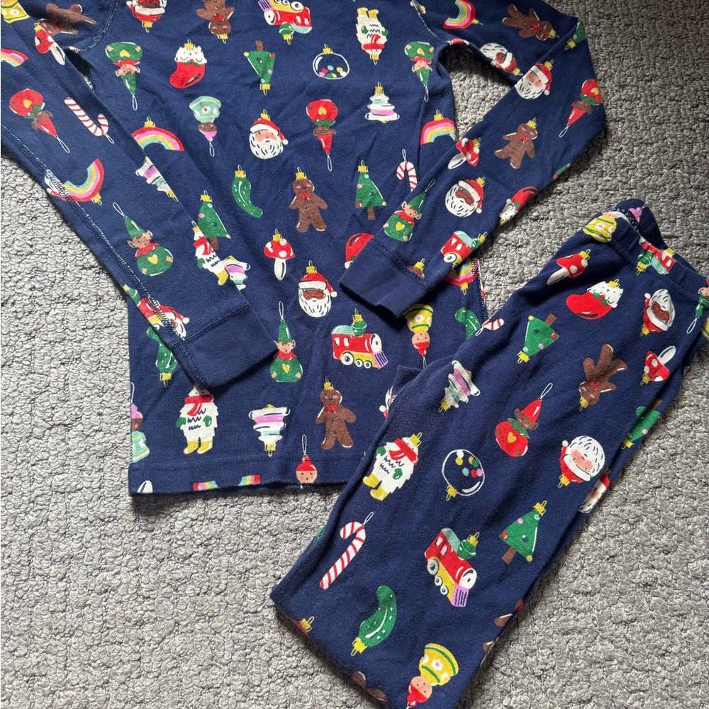 Hanna Andersson Festive Kids Pajamas - Navy with Holiday Print